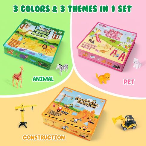 3 Pack Sand Box Sensory Bins with Lid & Handle Compatible with Kinetic Sand in Kuwait