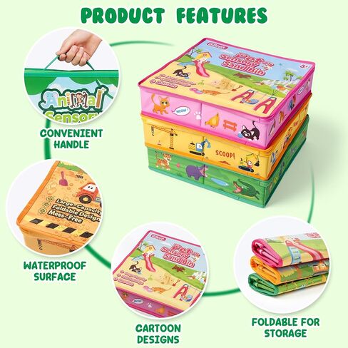 3 Pack Sand Box Sensory Bins with Lid & Handle Compatible with Kinetic Sand in Kuwait