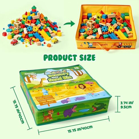 3 Pack Sand Box Sensory Bins with Lid & Handle Compatible with Kinetic Sand in Kuwait