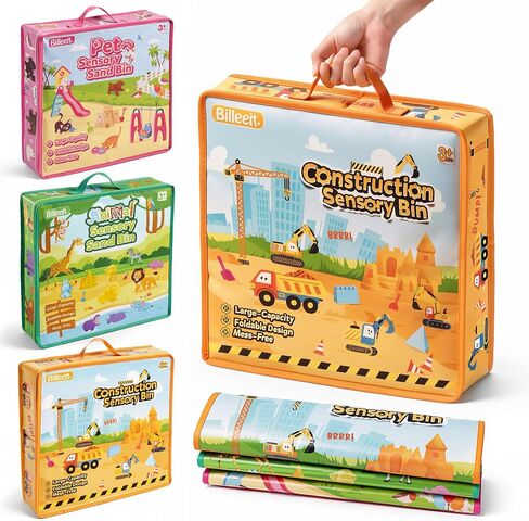 3 Pack Sand Box Sensory Bins with Lid & Handle Compatible with Kinetic Sand in Kuwait