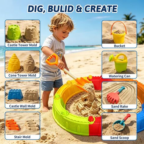 Elovien Sand Castle Building Kit, Portable Sandbox with Giant Castle Walls in Saudi Arabia