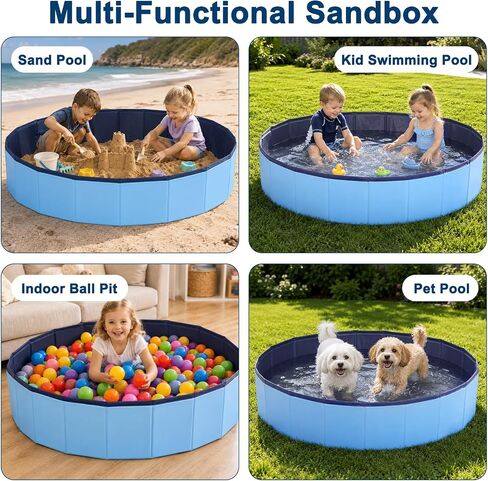 Kids Sandbox with Lid, 39inch Large Portable Sandbox for Outdoor & Indoor Play, Easy Setup Sand Box for Backyard, Balcony, Beach, Camping, Waterproof PVC Material, Hold up 200lbs Sand, with Drain Hole in Saudi Arabia