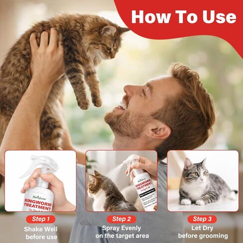 Ringworm Treatment for Cats and Dogs Spray,Help Ringworm Treatment,Itchy Skin,Calming for Paws & Ears Itchy,Dandruff and Redness Care,Supports Healthy Coat,Suitable for All Breeds and Ages, 6.76 oz in Kuwait