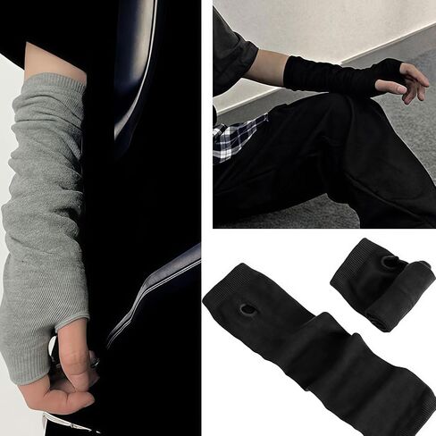 Fingerless Elastic Arm Sleeve Winter Warmer Armsleeve Cuff for Ladies Women Girl Color Light Grey in Kuwait