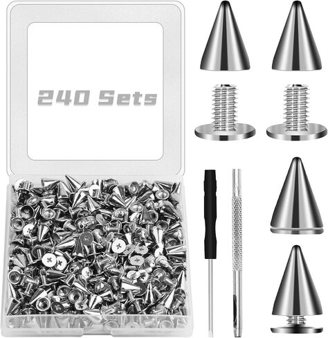 CXIIPOL 240 Pairs 9.5 MM Cone Spikes Screwback Studs in Saudi Arabia