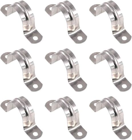 Keadic 50Pcs M20 Metric Two Hole Strap U Bracket Tube Strap Tension Clips 304 Stainless Steel Heavy Duty Rigid Pipe Strap Clamp, for Pipe Fixing on Various Surfaces in Kuwait