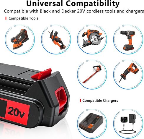2Packs Replace Battery for Black and Decker 20v Lithium Battery 3000mAh LBXR20 LB20 LBX20 LB2X4020-OPE LBXR20B-2 Black Decker 20v Battery,UADCA in Kuwait