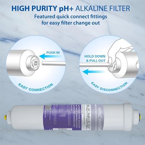 APEC 10" US Made High Purity Ph+ Calcium Carbonate Alkaline Filter with ¼" Quick Connect For Reverse Osmosis Water Filter System (For Standard System, Replacement Filter Only FI-PHPLUS-QC) in Kuwait