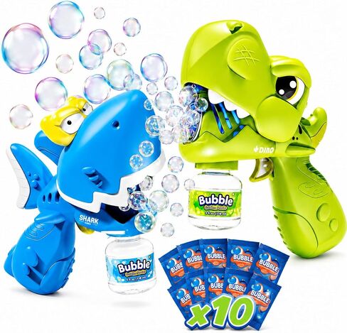 2 Pack Rechargeable Flower Bubble Guns for Kids with LED Lights, 10 Refills in Kuwait