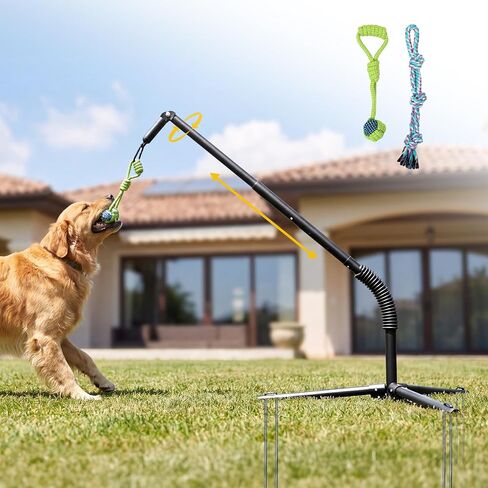 CATISM Tether Tug Dog Toy, Heavy Duty 35-48 in Spring Pole with Stakes in Kuwait