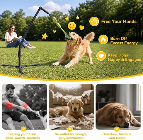 CATISM Tether Tug Dog Toy, Heavy Duty 35-48 in Spring Pole with Stakes in Kuwait