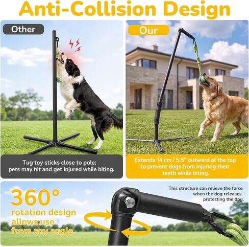 CATISM Tether Tug Dog Toy, Heavy Duty 35-48 in Spring Pole with Stakes in Kuwait