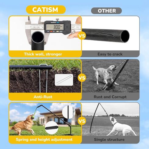CATISM Tether Tug Dog Toy, Heavy Duty 35-48 in Spring Pole with Stakes in Kuwait