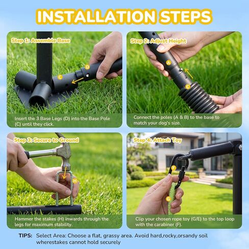CATISM Tether Tug Dog Toy, Heavy Duty 35-48 in Spring Pole with Stakes in Kuwait