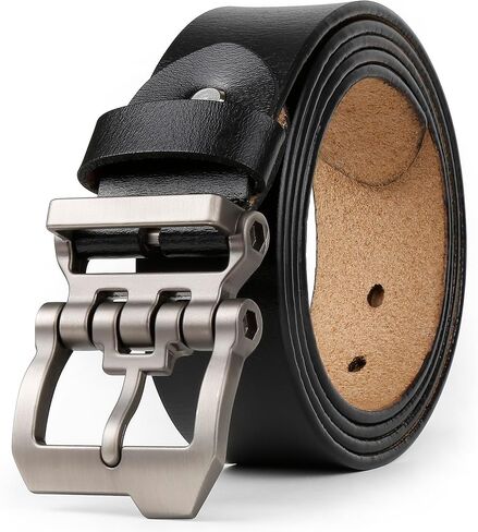 Belts for Men Genuine Leather Mens Belts for Jeans Casual Belt Big and Tall Size 28"-60" Black Brown 1.45" wide in Kuwait