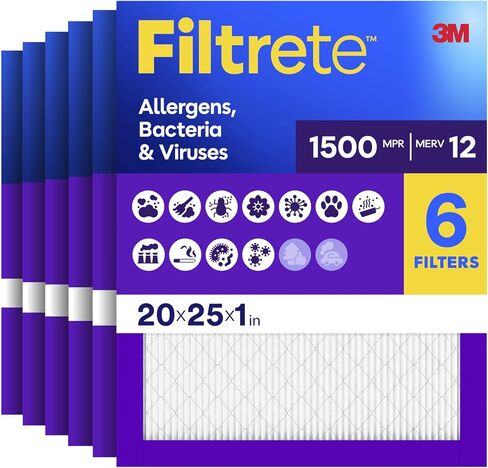 Filtrete 18x30x1 Air Filter, MPR 1500, MERV 12, Healthy Living Ultra-Allergen 3-Month Pleated 1-Inch Air Filters, 6 Filters in Kuwait