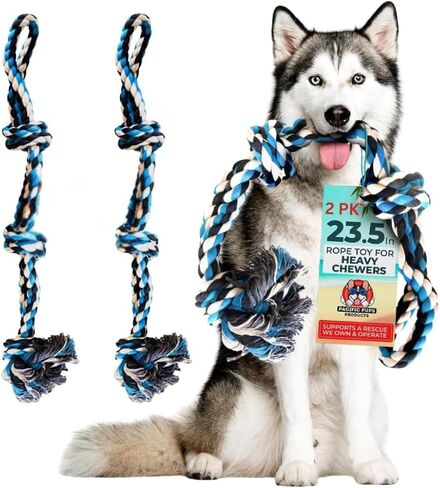 Pacific Pups Products Large Dog Rope Toy, 23.5 inch, Blue in Kuwait