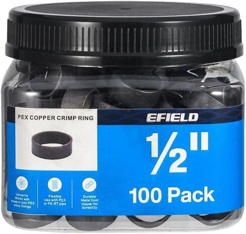 (عبوة من 100) غلاف ضغط من الفولاذ المقاوم للصدأ EFIELD Pex 1/2 بوصة للتركيبات النحاسية (ASTM F1807) أو بولي PPSU (ASTM F2159). in Kuwait
