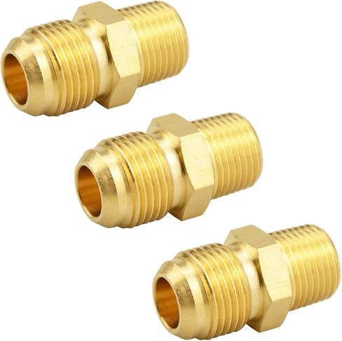 (6 Pack) Besosay Brass Half Union Coupler Adapter, 1/4" Flare x 1/4" NPT Male Hex Nipple, Pipe Fitting Gas Adapter in Kuwait