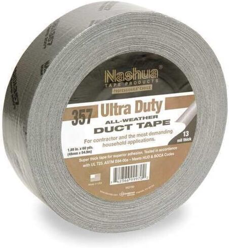 Nashua 357 Polyethylene Coated Cloth Premium Grade Duct Tape, 13 mil Thick, 55 m Length, 48 mm Width, Silver in Kuwait