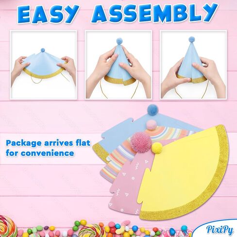Kids Birthday Party Hats, 10 Pieces, Multicolor, Easy Assembly in Kuwait