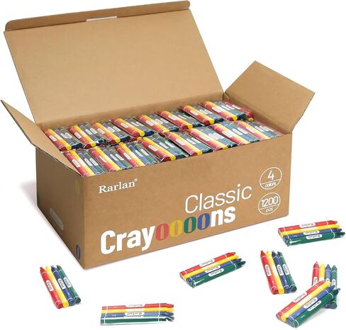 Rarlan Crayons Bulk, 300 Individual Packs of 4 Colors, 1200 count for Kids in Saudi Arabia