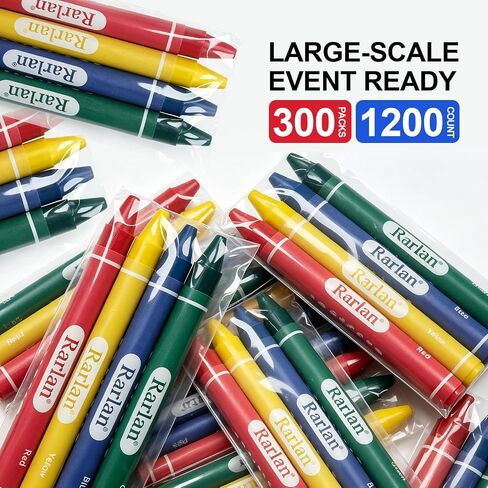 Rarlan Crayons Bulk, 300 Individual Packs of 4 Colors, 1200 count for Kids in Saudi Arabia