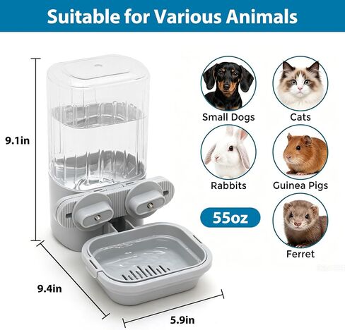 Lemtrflo 55oz Rabbit Water Dispenser, Dog Crate Cage Gravity Water Bottle in Kuwait