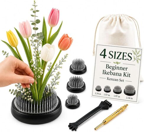 Flower Frog for Ikebana & Moribana, 4-Size Kenzan Set with Care Tools in Kuwait