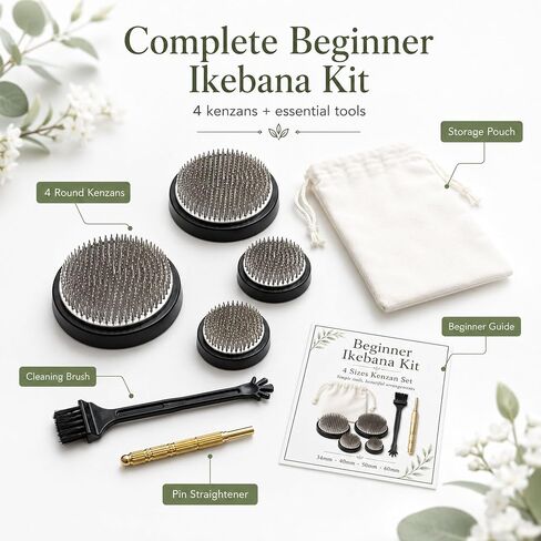 Flower Frog for Ikebana & Moribana, 4-Size Kenzan Set with Care Tools in Kuwait