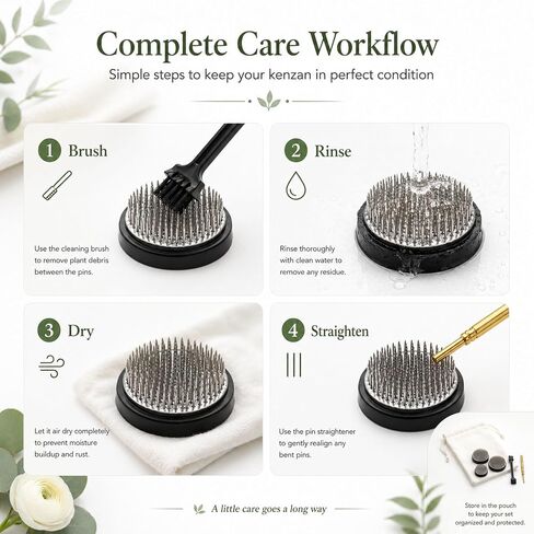 Flower Frog for Ikebana & Moribana, 4-Size Kenzan Set with Care Tools in Kuwait