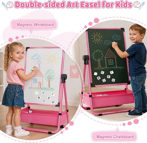 Art Easel for Kids, Adjustable Double Sided Toddler Easel Drawing Board in Kuwait