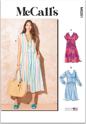 McCall's Easy to Make Misses' Sun Dresses Sewing Pattern Packet, Design Code M8281, Sizes XS-S-M-L-XL-XXL, Multicolor in Kuwait