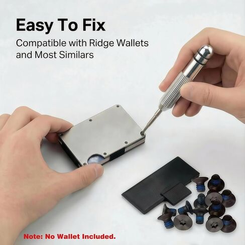 Minimalist Wallet Repair Kit Compatible with Ridge Wallets, 16 Pcs Replacement Parts Include T-Shaped Elastic Band, 14 Screws and Screwdriver for Men's Metal RFID Front Pocket Card Holder in Kuwait