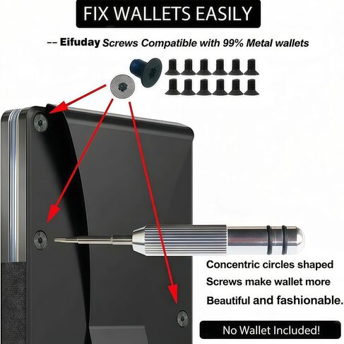 Minimalist Wallet Repair Kit Compatible with Ridge Wallets, 16 Pcs Replacement Parts Include T-Shaped Elastic Band, 14 Screws and Screwdriver for Men's Metal RFID Front Pocket Card Holder in Kuwait