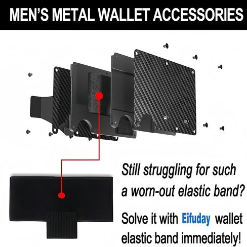 Minimalist Wallet Repair Kit Compatible with Ridge Wallets, 16 Pcs Replacement Parts Include T-Shaped Elastic Band, 14 Screws and Screwdriver for Men's Metal RFID Front Pocket Card Holder in Kuwait