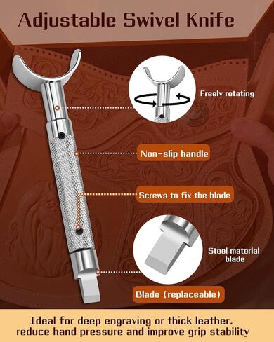 Leather Swivel Knife, Leather Engraving Knife with Extended Handle in Kuwait