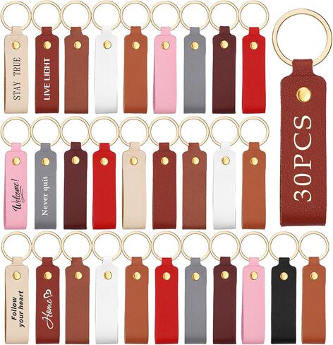 30 Pcs Leather Keychain Kit, PU Leather Key Fob, Key Chains Kit in Kuwait