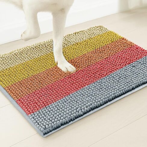 Muddy Mat® Super Absorbent Loop-Thread Chenille Dog Door Mat for Muddy Paws – Non-Slip, Machine Washable Indoor Entry Rug, Quick-Dry Pet Mat for Entryway – Ocean Stripes 19"x30" in Saudi Arabia