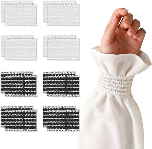 Women Lace Shirt Sleeve Holders, Stretchy Comfortable Armbands, Long Sleeve Fixing Garters, Black and White, 8 Pairs in Saudi Arabia