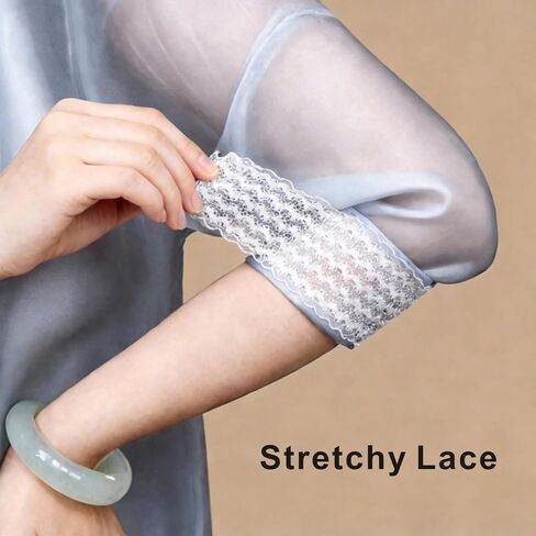 Women Lace Shirt Sleeve Holders, Stretchy Comfortable Armbands, Long Sleeve Fixing Garters, Black and White, 8 Pairs in Saudi Arabia