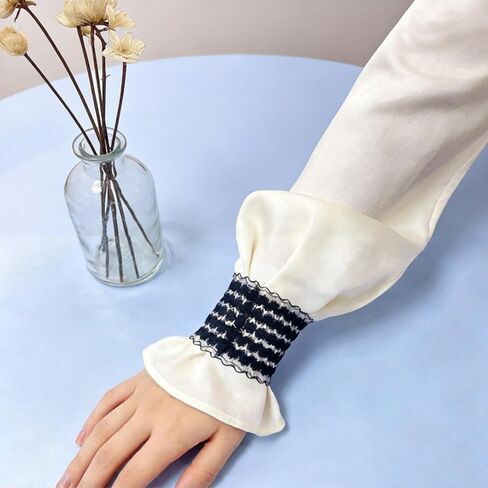 Women Lace Shirt Sleeve Holders, Stretchy Comfortable Armbands, Long Sleeve Fixing Garters, Black and White, 8 Pairs in Saudi Arabia