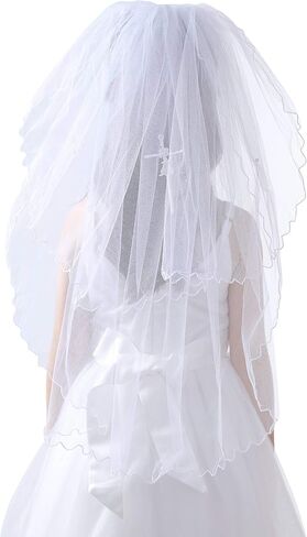 Glamulice Flower Girl First Communion Veil White Lace Mantilla Veil Wedding Baptism Communion Headpiece in Kuwait