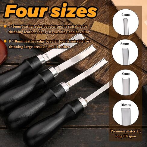CBHGFEA 4 Size Leather Edge Skiving Bevelers Tool Set (4mm 6mm 8mm 10mm) in Saudi Arabia