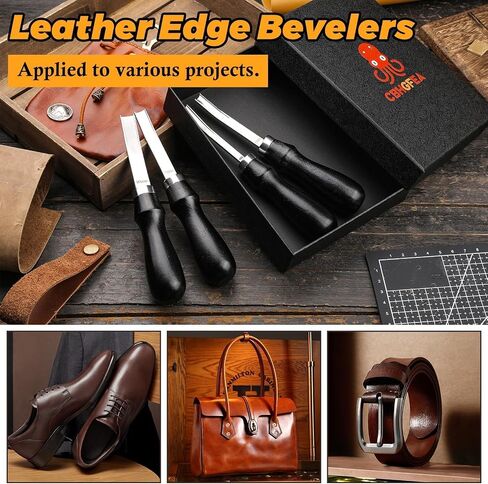 CBHGFEA 4 Size Leather Edge Skiving Bevelers Tool Set (4mm 6mm 8mm 10mm) in Saudi Arabia