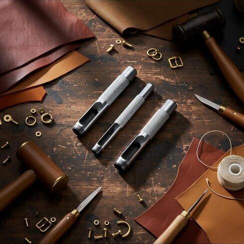 4-Piece Set Grommets Hole Punch, (1/8, 1/4, 3/8, 1/2 inch) Steel Hollow Leather Punch Set, Accessory for The ASDFGHT Grommet Tool Kit in Kuwait