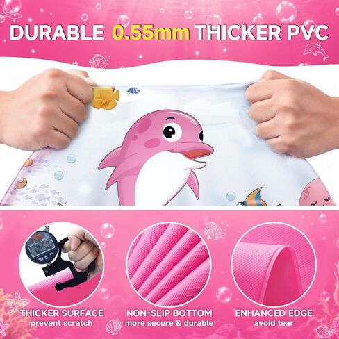 69" Splash Pad for Kids and Adults, Girls Sprinkler Water Toys for Backyard Outside, Non-Slip Wading Pool for Toddlers 1-3 4-8, Summer Outdoor Family Water Park, Pink Ocean in Saudi Arabia