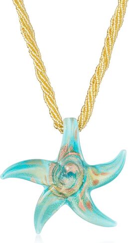 Ross-Simons Italian Turquoise Murano Glass Starfish Necklace With 18kt Gold Over Sterling. 18 inches in Kuwait