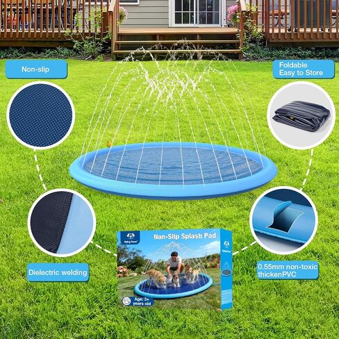 67'' Splash Pad for Dogs, Dog Splash Heavy Duty, Thick Non-Toxic Dog Pool in Kuwait