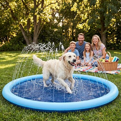 67'' Splash Pad for Dogs, Dog Splash Heavy Duty, Thick Non-Toxic Dog Pool in Kuwait